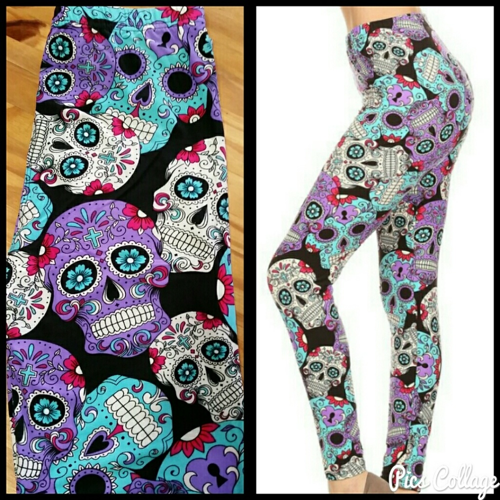 Whimsigoth Sugar Skull Brushed Leggings